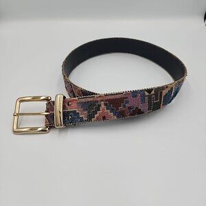Women's Vintage 80's Elite Tapestry Waist Belt Gold Hardware, Size S Fits 25-29"